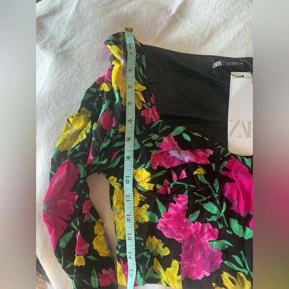 Zara Floral Off The Shoulder Fitted Wired Mesh Top Womens Sz M NWT - Picture 10 of 11